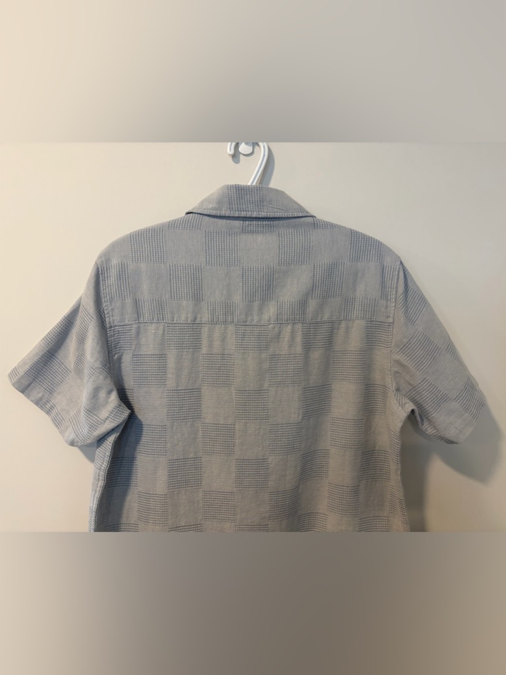 Folk Mens Blue Checkered Short-Sleeve Button-Down Cotton Aloha Shirt NWT! - Picture 5 of 12
